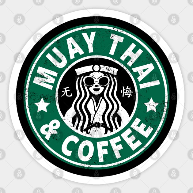 MUAY THAI - MUAY THAI AND COFFEE Sticker by Tshirt Samurai